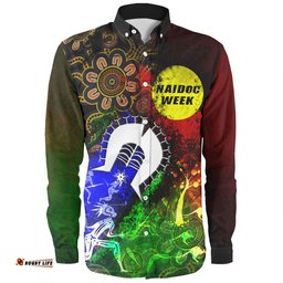 Australia Long Sleeve Button Shirt Naidoc Week Aboriginal Indigenous Inspired Blood In Me