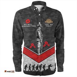 Australia Long Sleeve Button Shirt Camouflage Lest We Forget