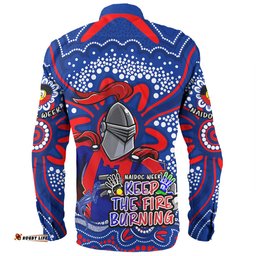 Newcastle Knights Long Sleeve Button Shirt Aboriginal Inspired Naidoc Week Custom For Die Hard Fan Supporters