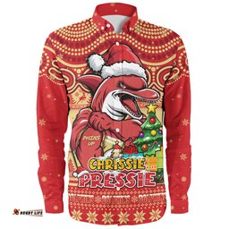 Redcliffe Dolphins Long Sleeve Button Shirt Aussie Ugly Christmas For Die Hard Fan Supporters