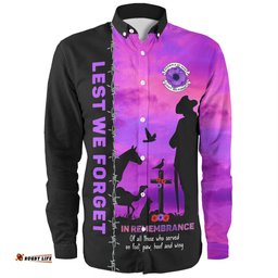Australia Long Sleeve Button Shirt Anzac Day Lest We Forget The Animals Of War