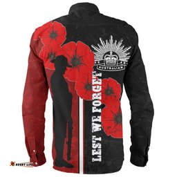 Australia Anzac Day Long Sleeve Button Shirt - Lest We Forget Remebrance Day (Black) Long Sleeve Button Shirt