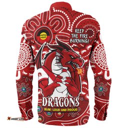 St. George Illawarra Dragons Long Sleeve Button Shirt Custom Naidoc Week 2024 Aboriginal Pattern And Torres Strait Islander Inspired