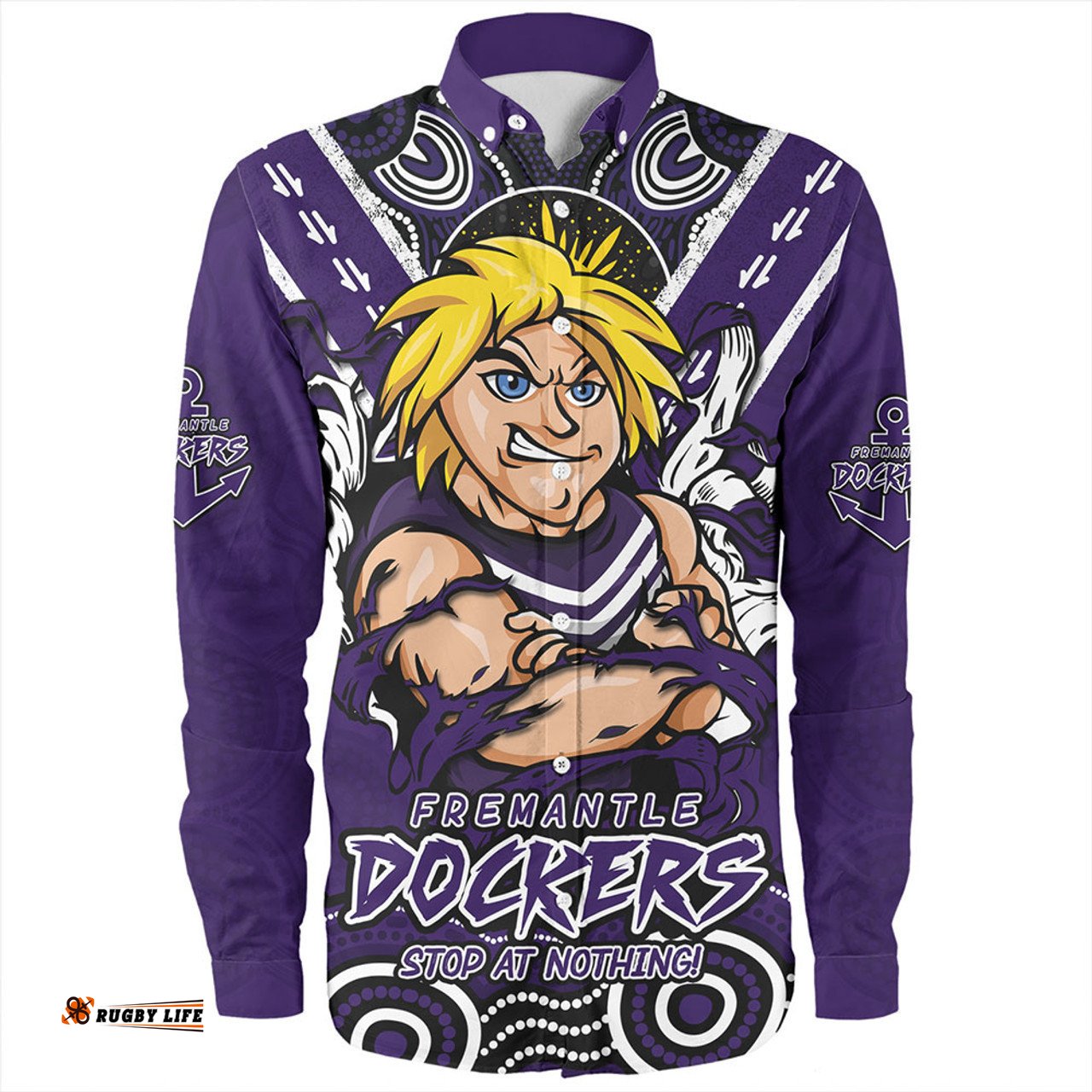 Fremantle Long Sleeve Button Shirt Ripped Legacy Of The Game