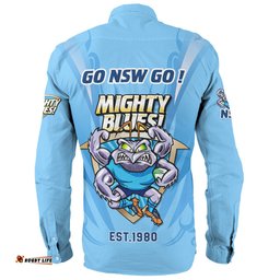 New South Wales Blues Long Sleeve Button Shirt Custom State Of Origin 2024 Passionate Fan Born To Win Ver 1