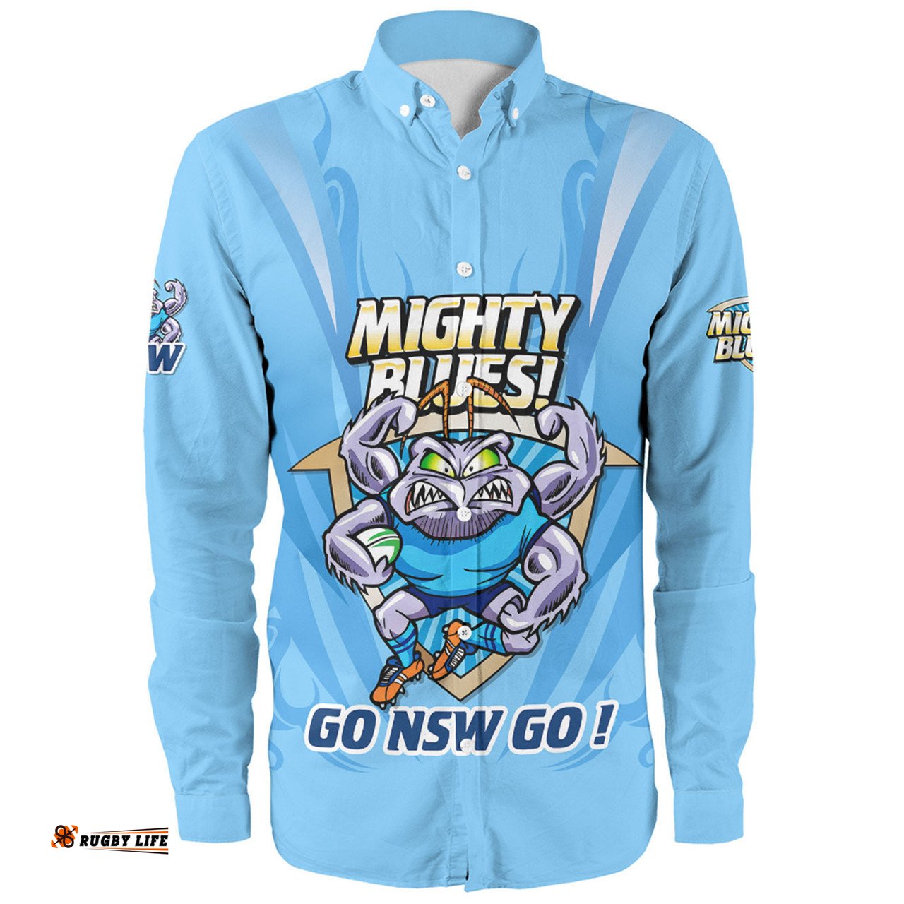 New South Wales Blues Long Sleeve Button Shirt Custom State Of Origin 2024 Passionate Fan Born To Win Ver 1