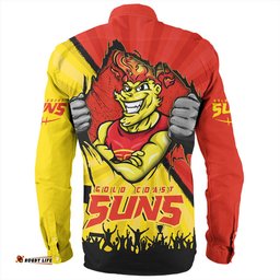 Gold Coast SUNS Long Sleeve Button Shirt Breaking Through Fan Design