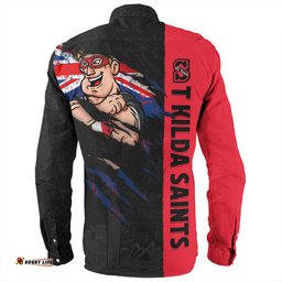 St Kilda Long Sleeve Button Shirt Burning Passion Of Power Scratch Style