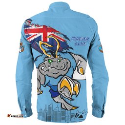New South Wales Blues Long Sleeve Button Shirt Custom For Die Hard Fan Australia Flag Scratch Style