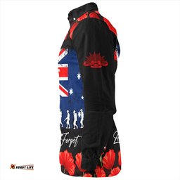 Australia Long Sleeve Button Shirt Anzac Day Lest We Forget Grunge Flag