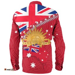 Australia Long Sleeve Button Shirt - Anzac Day Lest We Forget Australian Red Ensign