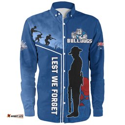 Canterbury-Bankstown Bulldogs Long Sleeve Button Shirt - Anzac Day Lest We Forget Poppy