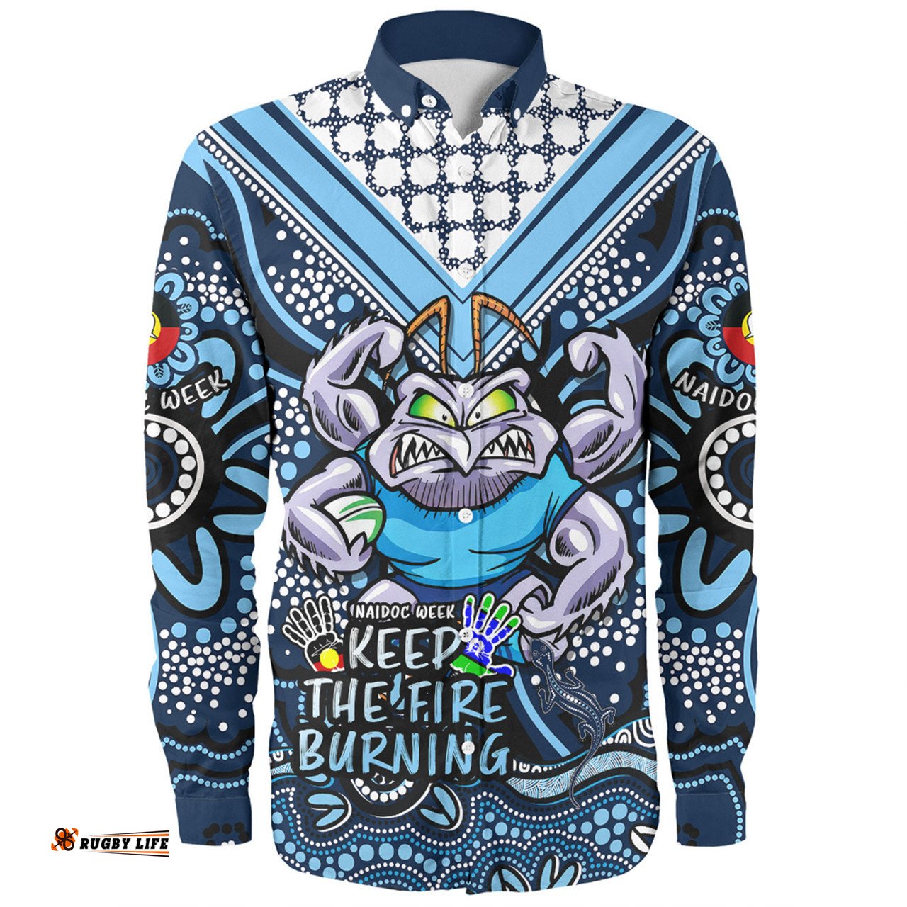New South Wales Blues Long Sleeve Button Shirt Aboriginal Inspired Naidoc Week Custom For Die Hard Fan Supporters