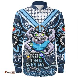 New South Wales Blues Long Sleeve Button Shirt Aboriginal Inspired Naidoc Week Custom For Die Hard Fan Supporters