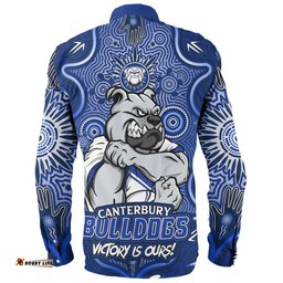 Canterbury-Bankstown Bulldogs Long Sleeve Button Shirt Aboriginal Pattern Inspired Victory Is Ours