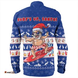 Australia Long Sleeve Button Shirt Merry Christmas Mate Surf's Up Santa