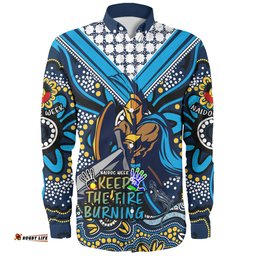 Gold Coast Titans Long Sleeve Button Shirt Aboriginal Inspired Naidoc Week Custom For Die Hard Fan Supporters