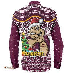 Queensland Maroons Long Sleeve Button Shirt Aussie Ugly Christmas For Die Hard Fan Supporters