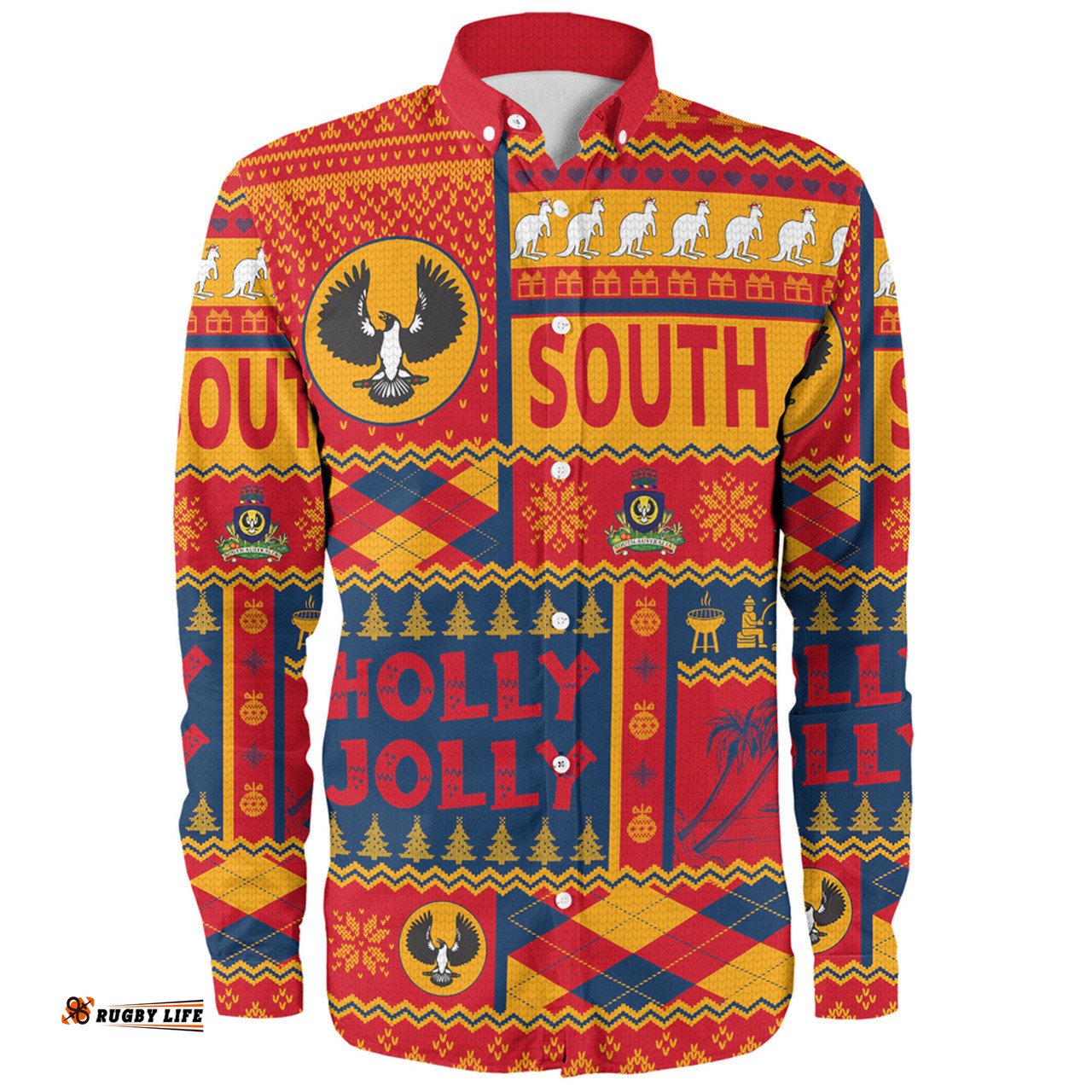 South Australia Christmas Long Sleeve Button Shirt - Holly Jolly Chrissie Long Sleeve Button Shirt