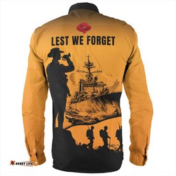 Australia Long Sleeve Button Shirt Lest We Forget Navy Anzac
