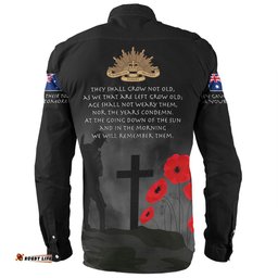 Australia Anzac Day Long Sleeve Button Shirt - Australia Remember Black Long Sleeve Button Shirt