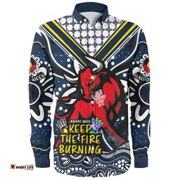 North Queensland Cowboys Long Sleeve Button Shirt Aboriginal Inspired Naidoc Week Custom For Die Hard Fan Supporters