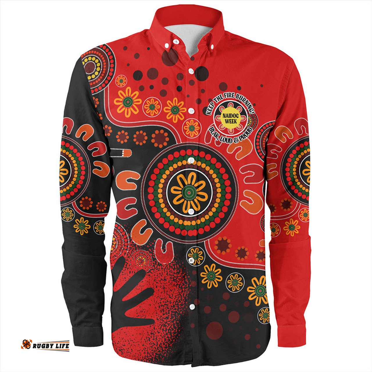 Australia Long Sleeve Button Shirt Aboriginal Indigenous Naidoc Week Simple