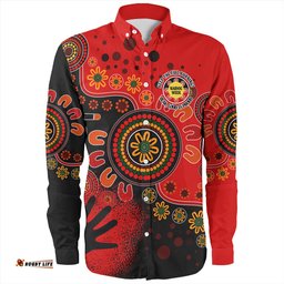 Australia Long Sleeve Button Shirt Aboriginal Indigenous Naidoc Week Simple