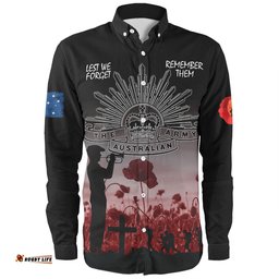 Australia Anzac Day Long Sleeve Button Shirt - Lest We Forget Red Long Sleeve Button Shirt