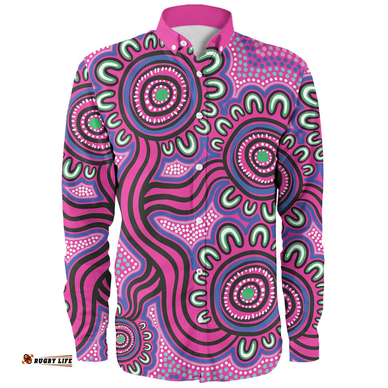 Australia Aboriginal Long Sleeve Button Shirt - Dot Patterns From Indigenous Australian Culture Long Sleeve Button Shirt