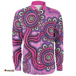 Australia Aboriginal Long Sleeve Button Shirt - Dot Patterns From Indigenous Australian Culture Long Sleeve Button Shirt