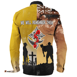 Australia Anzac Day Long Sleeve Button Shirt - Special Remembrance Day Lest We Forget Long Sleeve Button Shirt