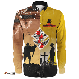 Australia Anzac Day Long Sleeve Button Shirt - Special Remembrance Day Lest We Forget Long Sleeve Button Shirt