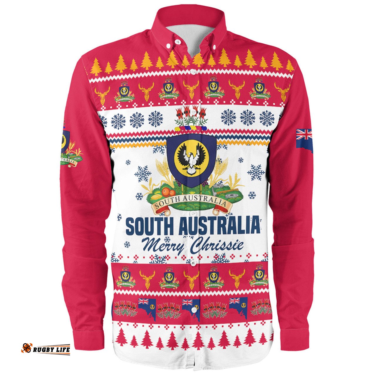 South Australia Christmas Long Sleeve Button Shirt - Merry Chrissie Long Sleeve Button Shirt