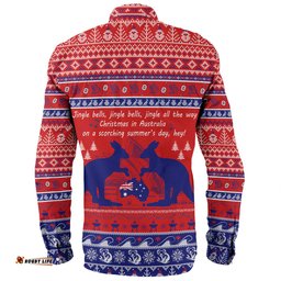 Australian Christmas Carol Christmas Long Sleeve Button Shirt - Jingle Bells Ugly Style Long Sleeve Button Shirt
