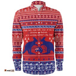 Australian Christmas Carol Christmas Long Sleeve Button Shirt - Jingle Bells Ugly Style Long Sleeve Button Shirt