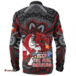 St. George Illawarra Dragons Long Sleeve Button Shirt Aboriginal Inspired Naidoc Week Custom For Die Hard Fan Supporters