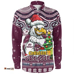Manly Warringah Sea Eagles Long Sleeve Button Shirt Aussie Ugly Christmas For Die Hard Fan Supporters