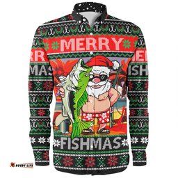 Australia Christmas Fishing Long Sleeve Button Shirt - Merrry Fishmas Angler Santa Claus Long Sleeve Button Shirt