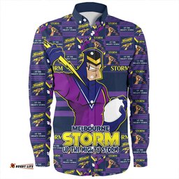 Melbourne Storm Long Sleeve Button Shirt Champion������������������������������������������������������s Pride Comic Style