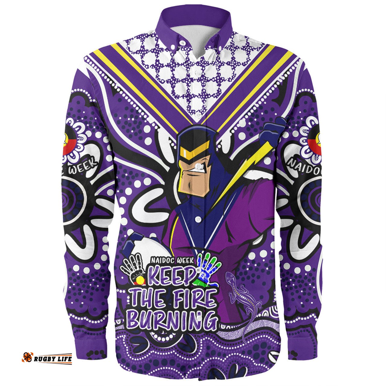 Melbourne Storm Long Sleeve Button Shirt Aboriginal Inspired Naidoc Week Custom For Die Hard Fan Supporters