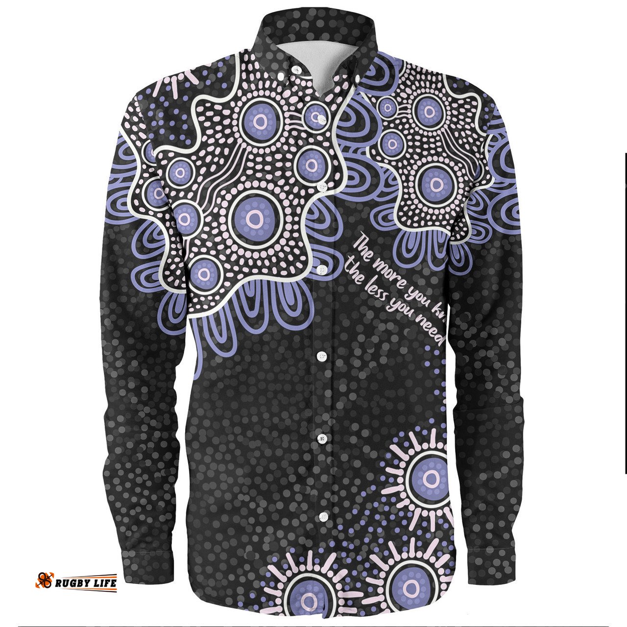 Australia Aboriginal Long Sleeve Button Shirts - The More You Know The Less You Need Purple Patterns Long Sleeve Button Shirts