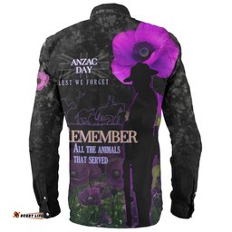 Anzac Day Long Sleeve Button Shirt - Remember All Animals That Served