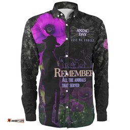 Anzac Day Long Sleeve Button Shirt - Remember All Animals That Served