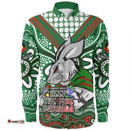 South Sydney Rabbitohs Long Sleeve Button Shirt Aboriginal Inspired Naidoc Week Custom For Die Hard Fan Supporters