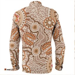 Australia Aboriginal Long Sleeve Button Shirts - Aboriginal Dot Design Artwork Long Sleeve Button Shirts