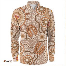 Australia Aboriginal Long Sleeve Button Shirts - Aboriginal Dot Design Artwork Long Sleeve Button Shirts