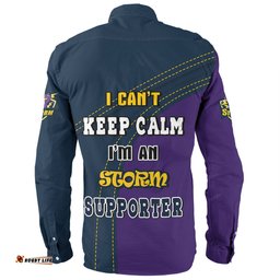 Melbourne Storm Long Sleeve Button Shirt Custom Team Of Us Die Hard Fan Supporters