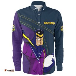Melbourne Storm Long Sleeve Button Shirt Custom Team Of Us Die Hard Fan Supporters