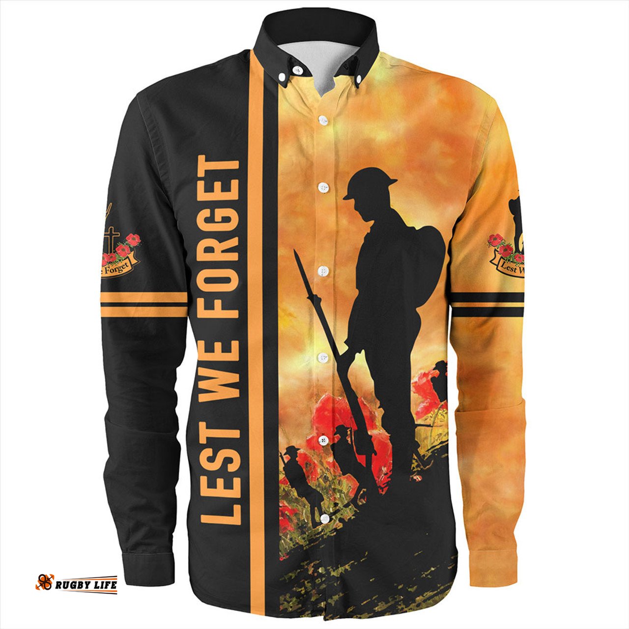Australia Long Sleeve Button Shirt Lest We Forget Quater Style